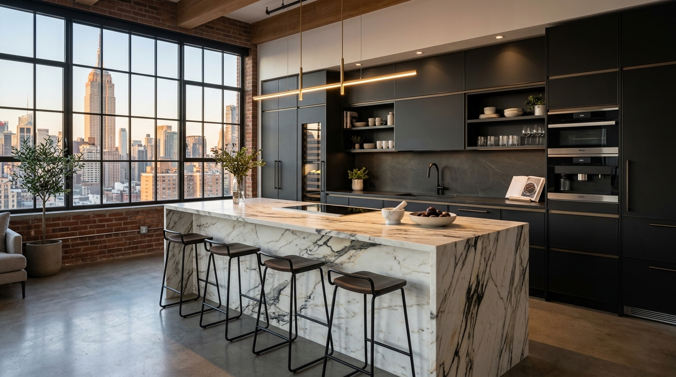 Custom kitchen millwork in a Manhattan apartment